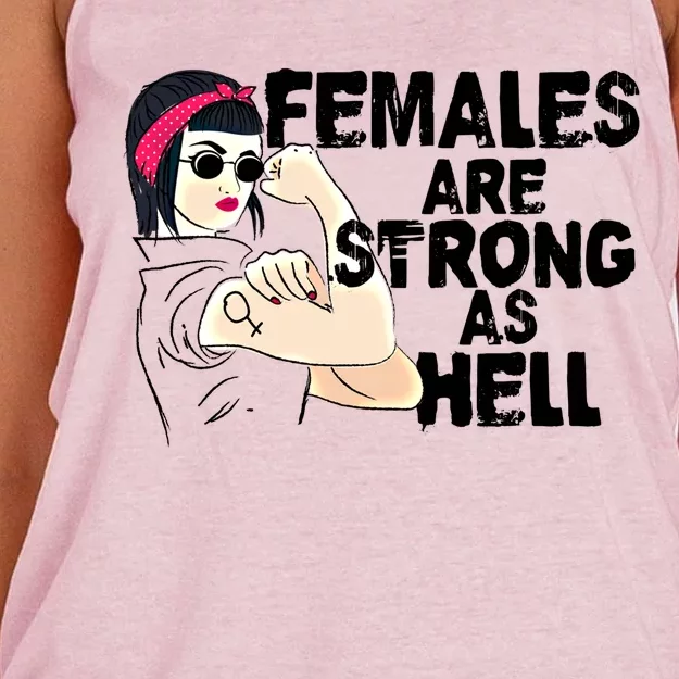 Feminist Females Are Strong As Hell Rosie The Riveter Gift Women's Knotted Racerback Tank