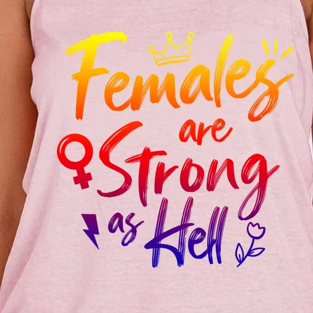 Feminist Females Are Strong As Hell Gift Women's Knotted Racerback Tank