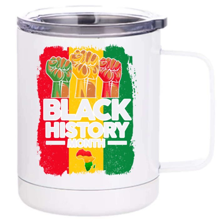 Fist Freedom African Melanin Black History Month Juneteenth Meaningful Gift Front & Back 12oz Stainless Steel Tumbler Cup