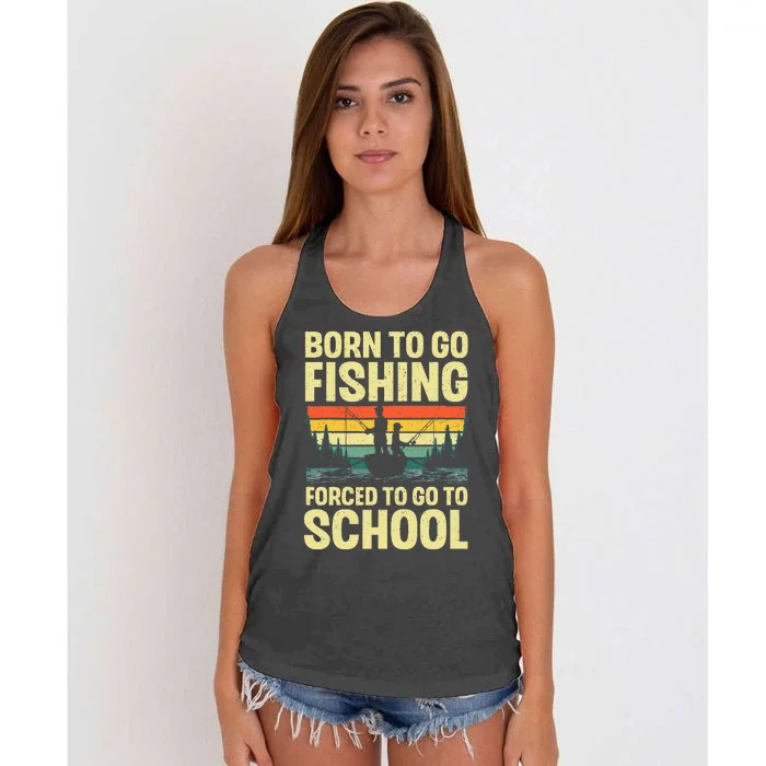 Funny Fishing Art For Men Women Kids Fishing Fish Fisherman Women's Knotted Racerback Tank