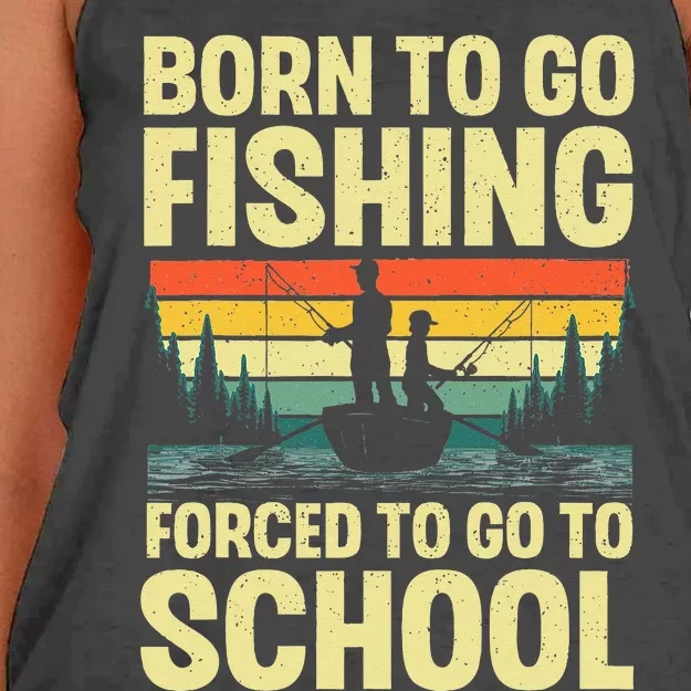 Funny Fishing Art For Men Women Kids Fishing Fish Fisherman Women's Knotted Racerback Tank