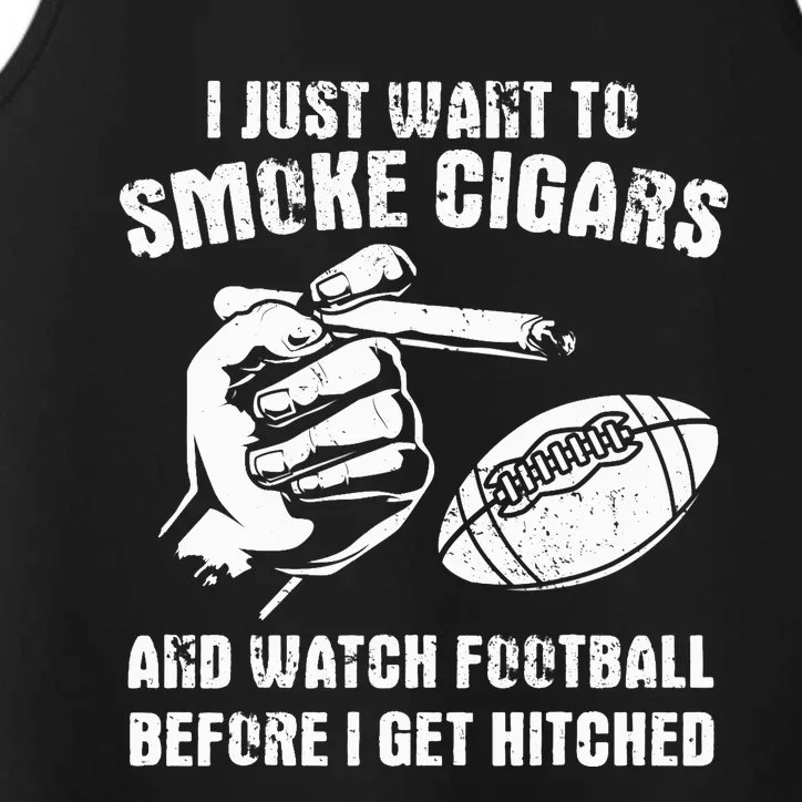 Funny Football And Cigars Bachelor Party Cigar Smoker Design Performance Tank