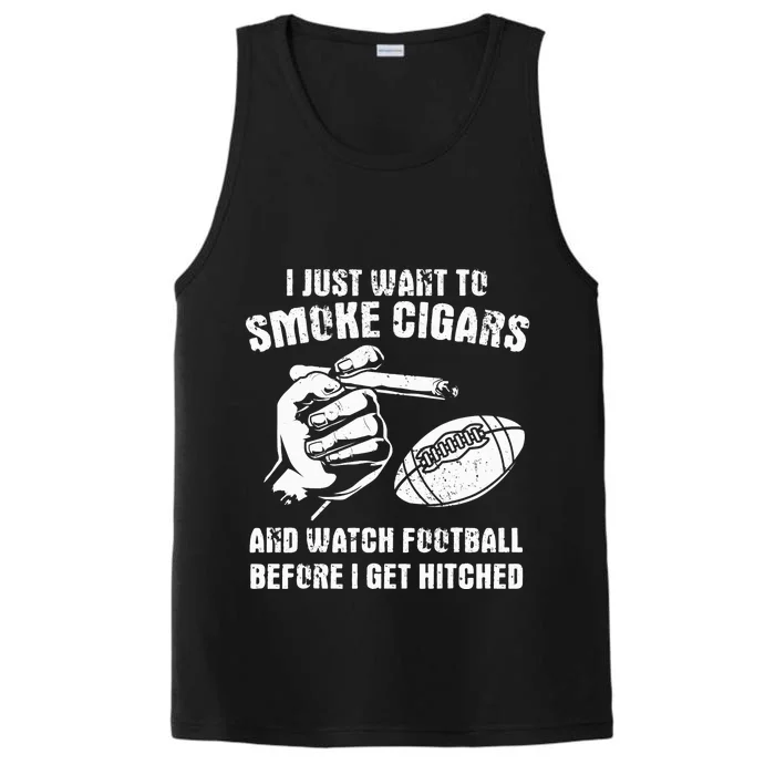 Funny Football And Cigars Bachelor Party Cigar Smoker Design Performance Tank