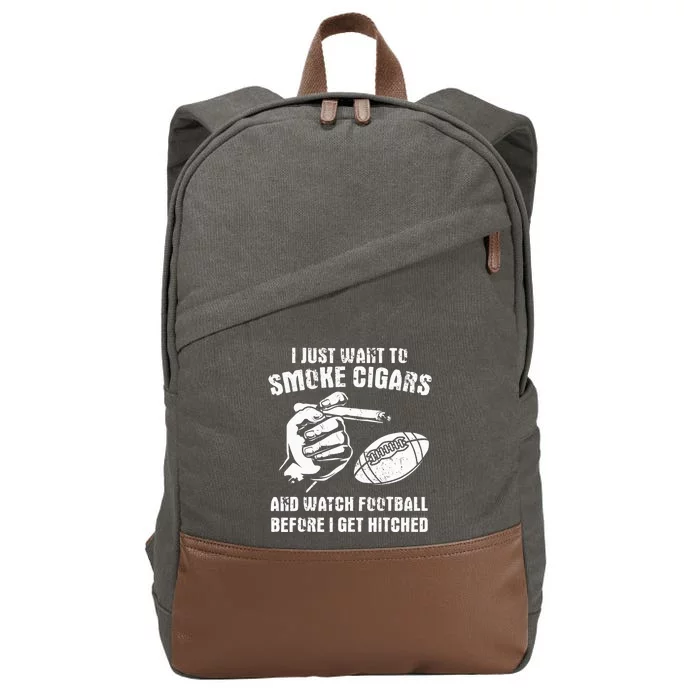 Funny Football And Cigars Bachelor Party Cigar Smoker Design Cotton Canvas Backpack