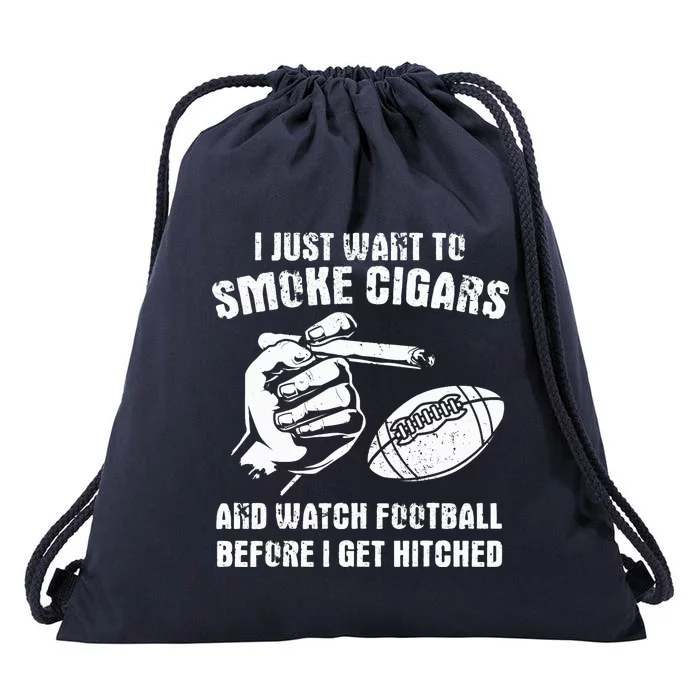 Funny Football And Cigars Bachelor Party Cigar Smoker Design Drawstring Bag