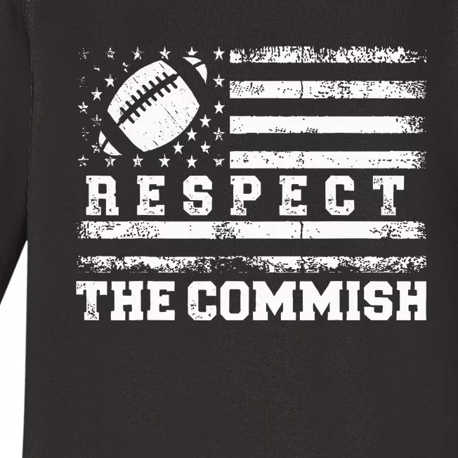 Fantasy Football American Commissioner Respect The Commish Baby Long Sleeve Bodysuit