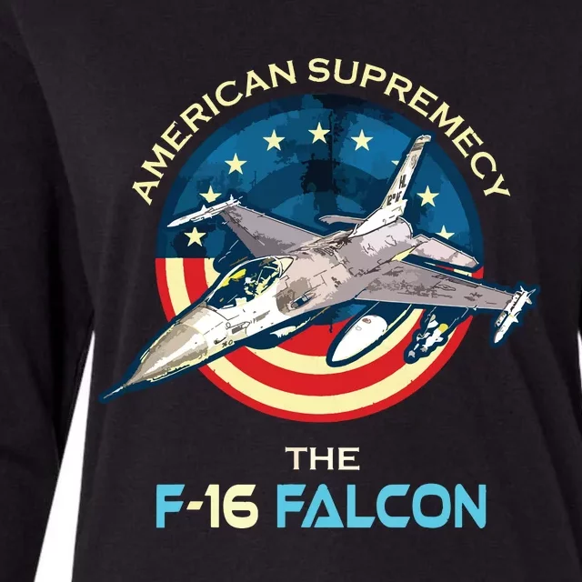 F16 Falcon American Patriotic Fighter Jet 4th Of July Flag Womens Cotton Relaxed Long Sleeve T-Shirt