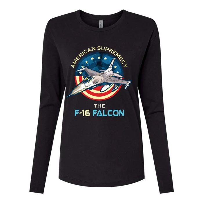 F16 Falcon American Patriotic Fighter Jet 4th Of July Flag Womens Cotton Relaxed Long Sleeve T-Shirt