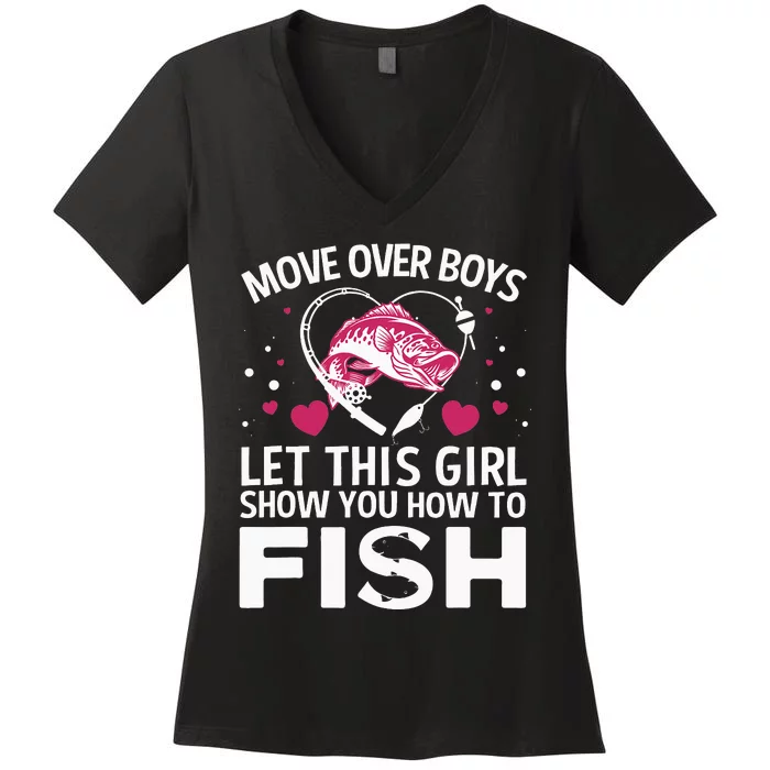 Funny Fishing Art For   Fishing Lover Fisherwoman Women's V-Neck T-Shirt