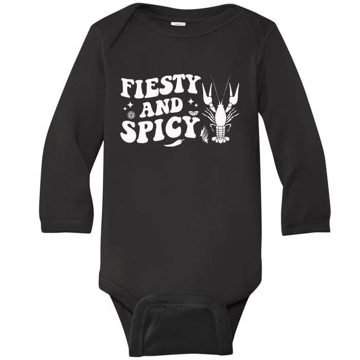 Funny Feisty And Spicy Crawfish Boil Festival Party Lobster Baby Long Sleeve Bodysuit