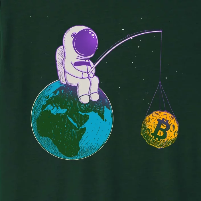 Funny Fishing Bitcoin Space Astronaut ChromaSoft Performance T-Shirt