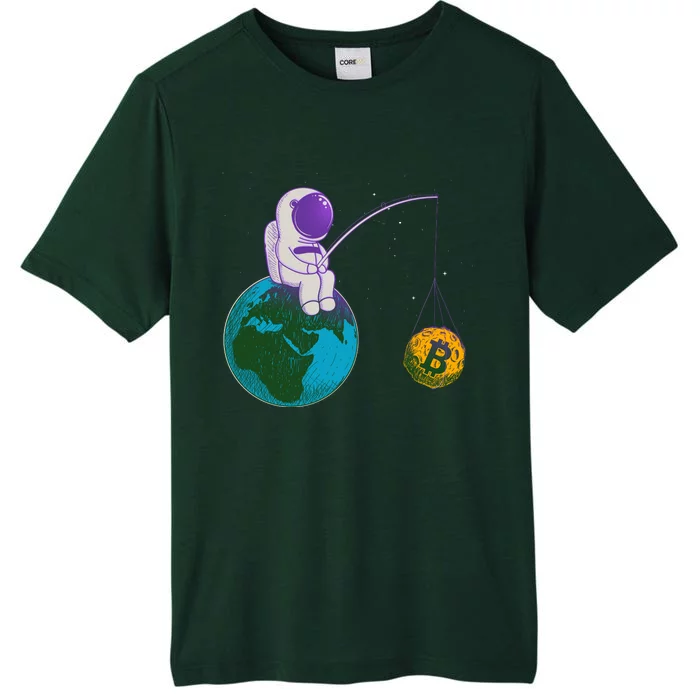 Funny Fishing Bitcoin Space Astronaut ChromaSoft Performance T-Shirt