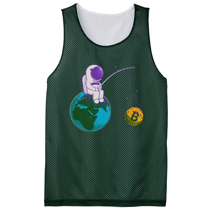 Funny Fishing Bitcoin Space Astronaut Mesh Reversible Basketball Jersey Tank