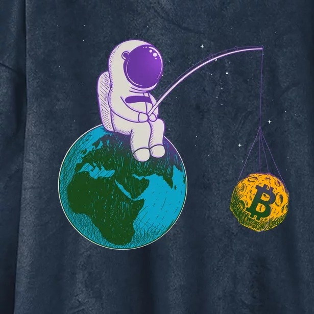 Funny Fishing Bitcoin Space Astronaut Hooded Wearable Blanket