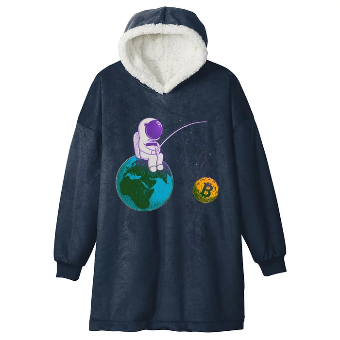 Funny Fishing Bitcoin Space Astronaut Hooded Wearable Blanket