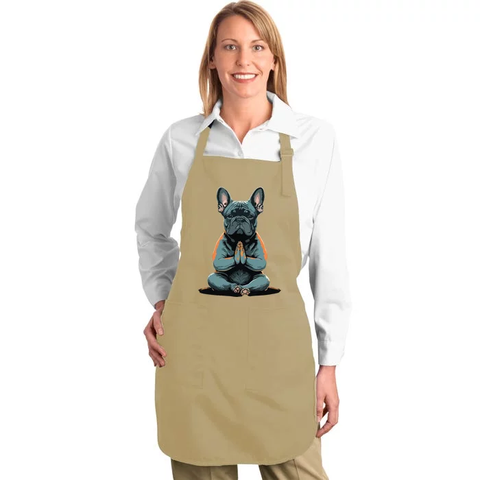 Funny French Bulldog Frenchie Yoga Full-Length Apron With Pocket