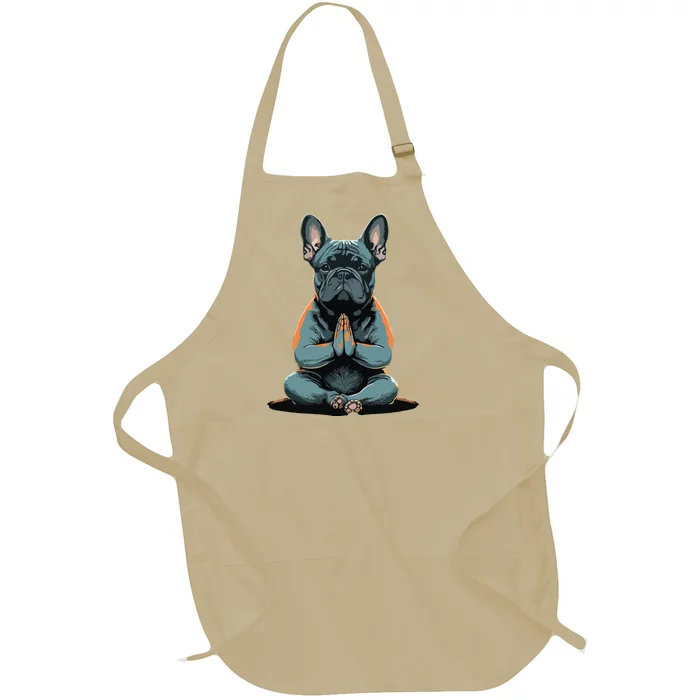 Funny French Bulldog Frenchie Yoga Full-Length Apron With Pocket