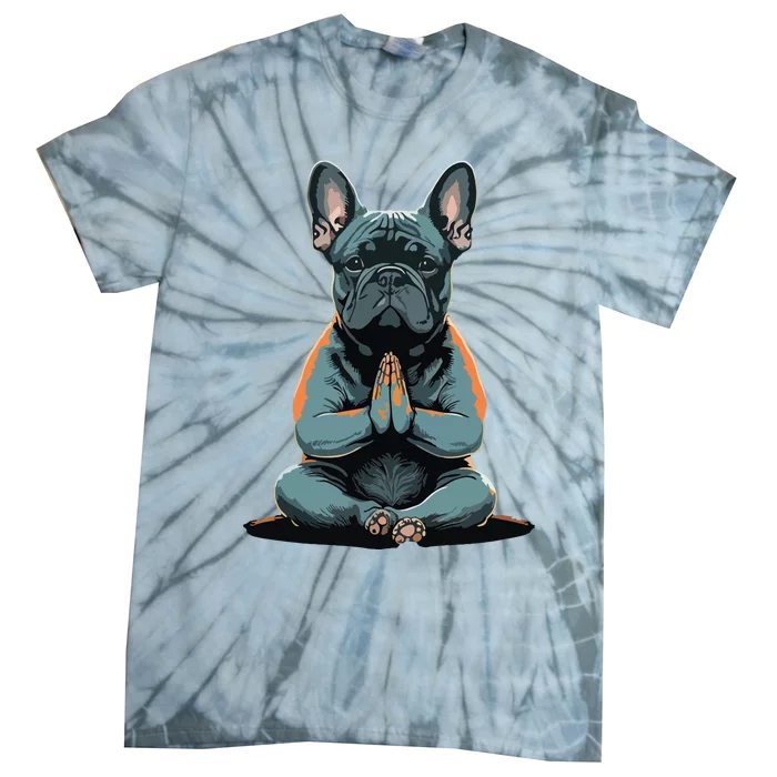 Funny French Bulldog Frenchie Yoga Tie-Dye T-Shirt