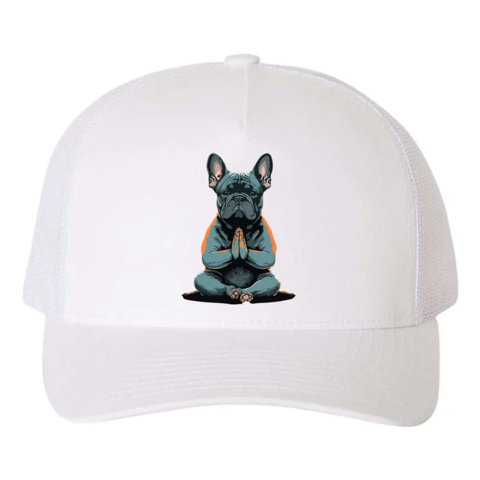 Funny French Bulldog Frenchie Yoga Yupoong Adult 5-Panel Trucker Hat