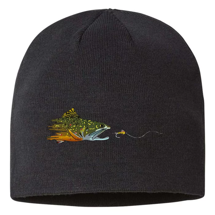 Fly Fishing Brook Trout Dry Fly Tying Fisherman 8 1/2in Sustainable Knit Beanie