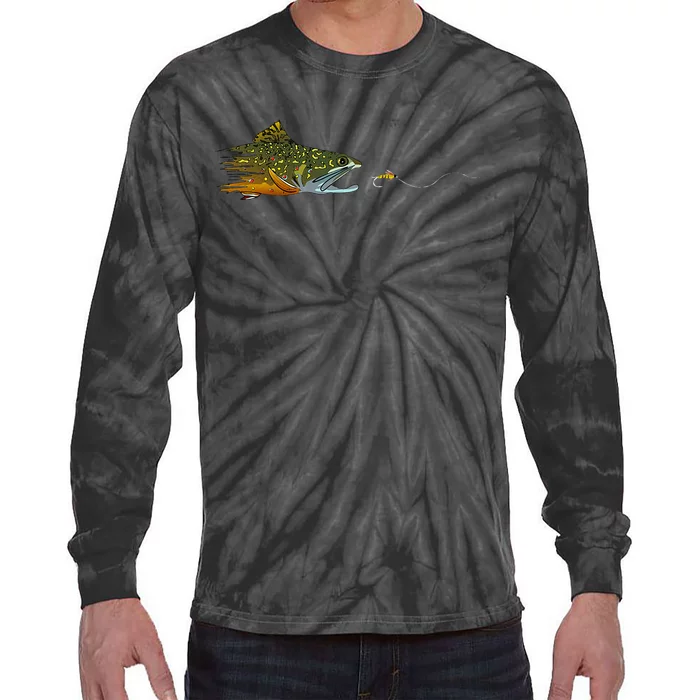 Fly Fishing Brook Trout Dry Fly Tying Fisherman Tie-Dye Long Sleeve Shirt