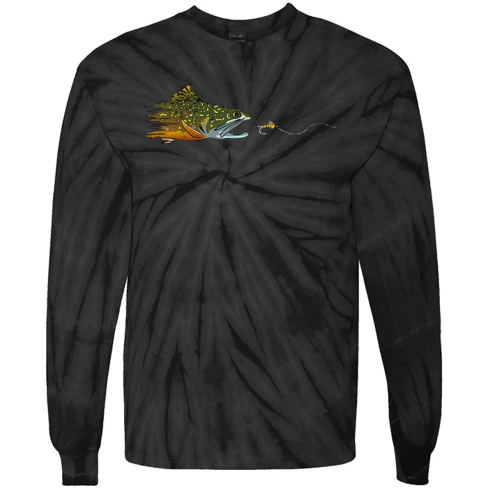 Fly Fishing Brook Trout Dry Fly Tying Fisherman Tie-Dye Long Sleeve Shirt