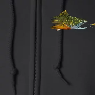 Fly Fishing Brook Trout Dry Fly Tying Fisherman Full Zip Hoodie