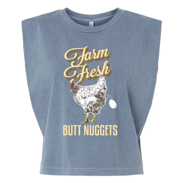 Farm Fresh Butt Nuggets Funny Chicken Farmer Chicken Gifts Garment-Dyed Women's Muscle Tee