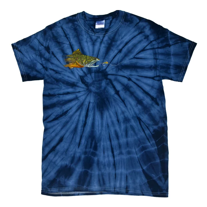 Fly Fishing Brook Trout Dry Fly Tying Fisherman Tie-Dye T-Shirt