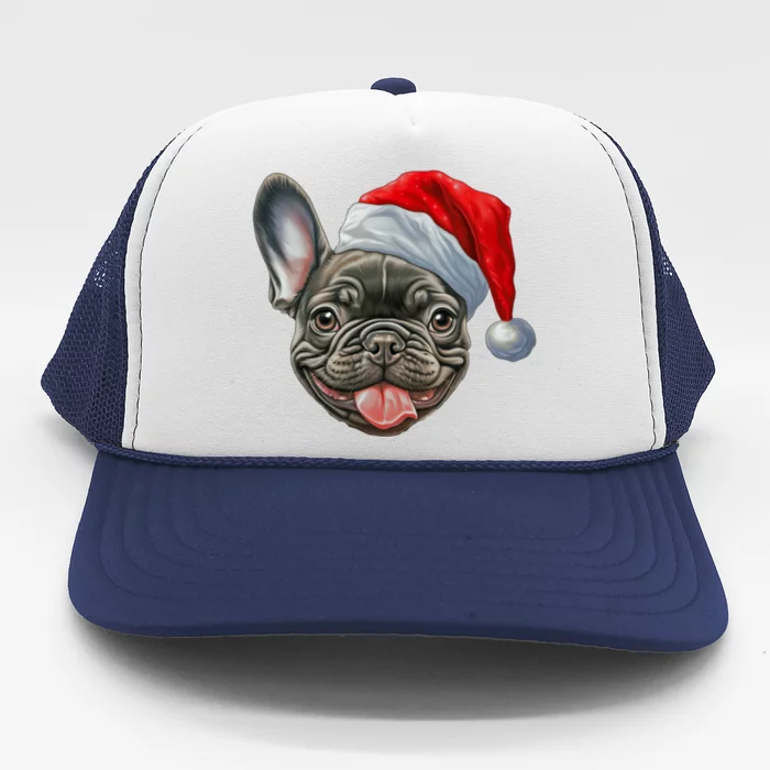 Frenchie French Bulldog Santa Hat Merry Christmas Family Mom Gift Trucker Hat