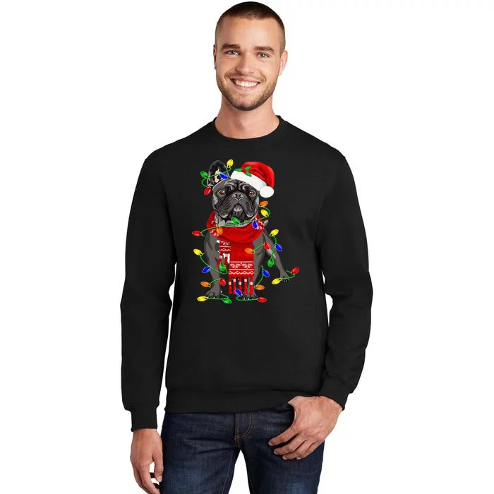 Funny French Bulldog Dog Tree Christmas Lights Xmas Pajama Tall Sweatshirt