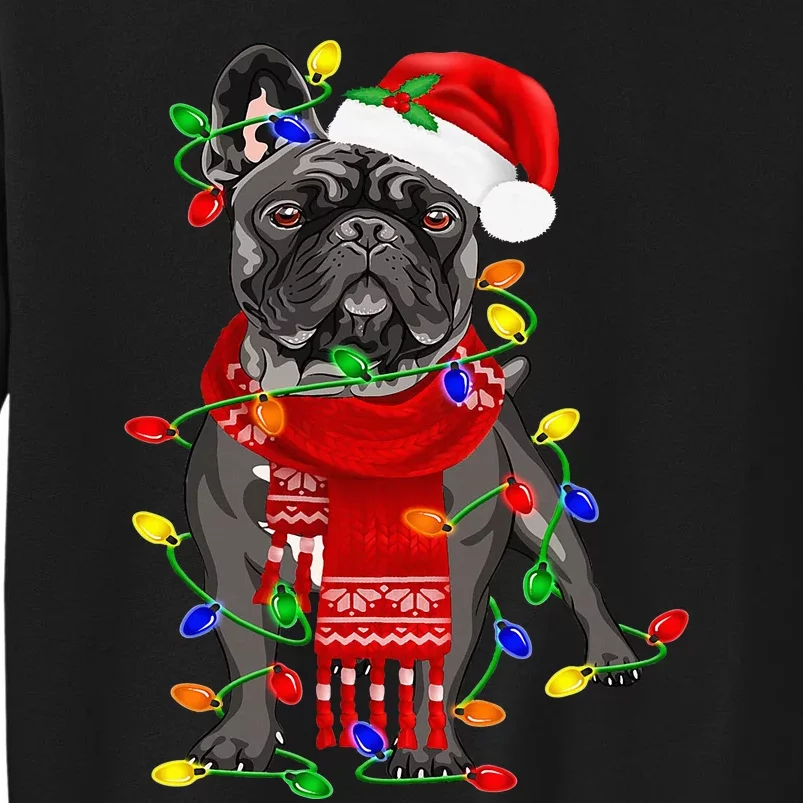 Funny French Bulldog Dog Tree Christmas Lights Xmas Pajama Tall Sweatshirt