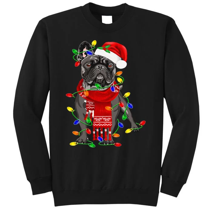 Funny French Bulldog Dog Tree Christmas Lights Xmas Pajama Tall Sweatshirt