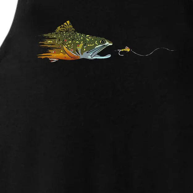 Fly Fishing Brook Trout Dry Fly Tying Fisherman Ladies Tri-Blend Wicking Tank