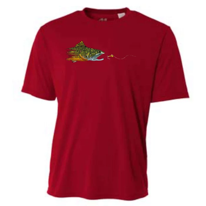 Fly Fishing Brook Trout Dry Fly Tying Fisherman Cooling Performance Crew T-Shirt