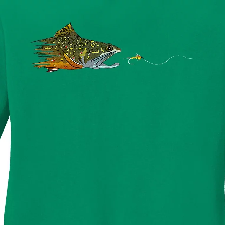 Fly Fishing Brook Trout Dry Fly Tying Fisherman Ladies Long Sleeve Shirt