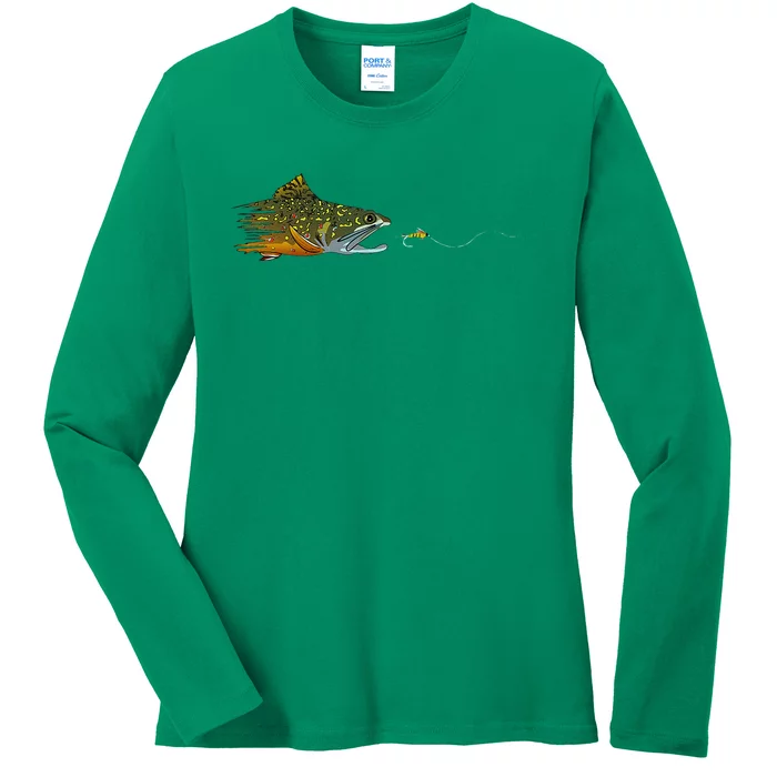 Fly Fishing Brook Trout Dry Fly Tying Fisherman Ladies Long Sleeve Shirt