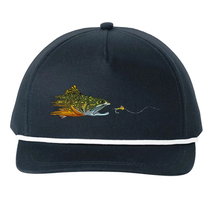 Fly Fishing Brook Trout Dry Fly Tying Fisherman Snapback Five-Panel Rope Hat