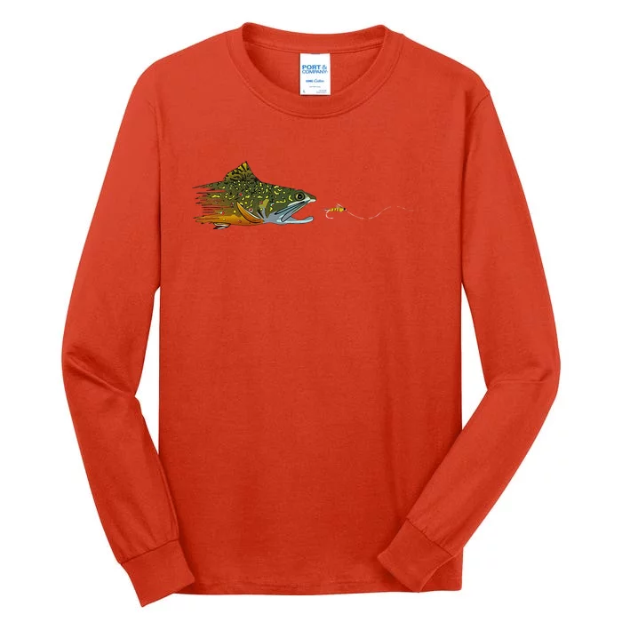 Fly Fishing Brook Trout Dry Fly Tying Fisherman Tall Long Sleeve T-Shirt