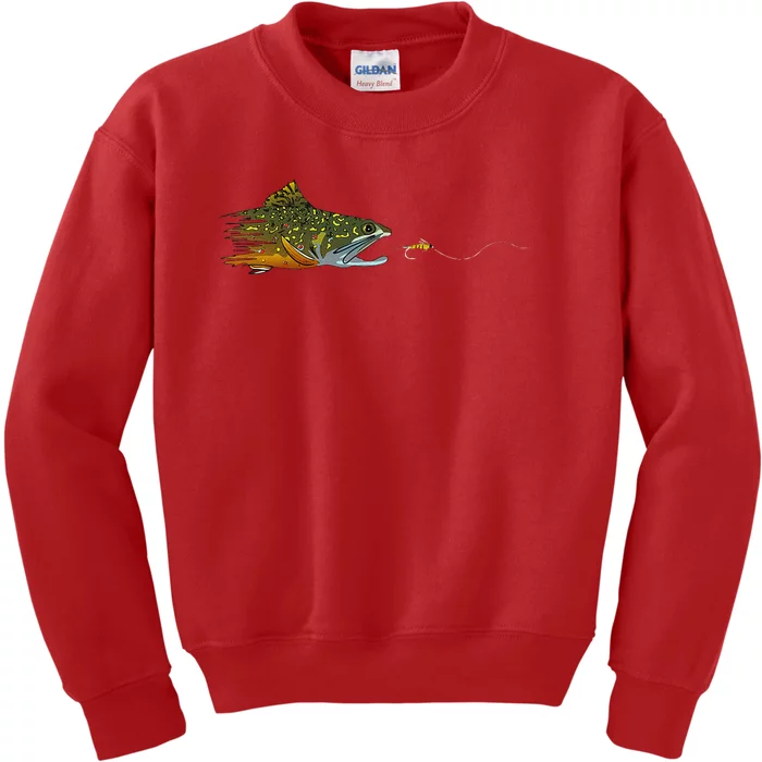 Fly Fishing Brook Trout Dry Fly Tying Fisherman Kids Sweatshirt