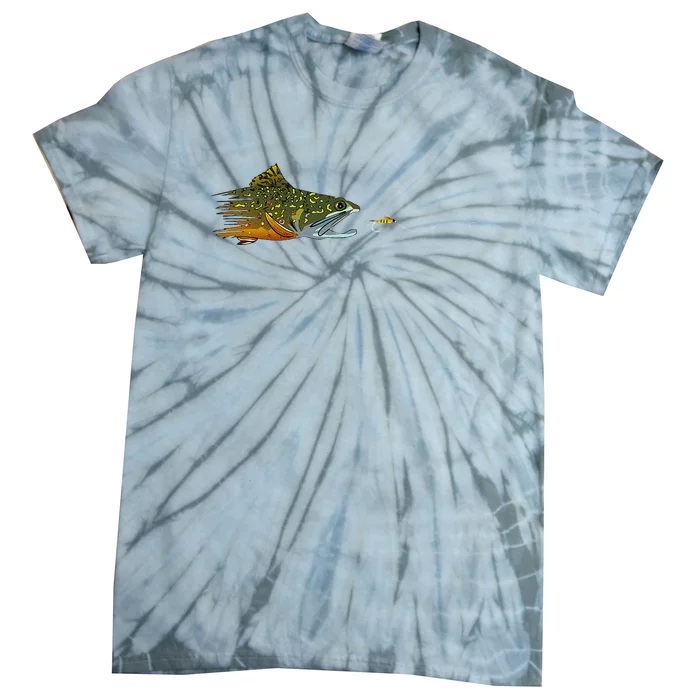 Fly Fishing Brook Trout Dry Fly Tying Fisherman Tie-Dye T-Shirt