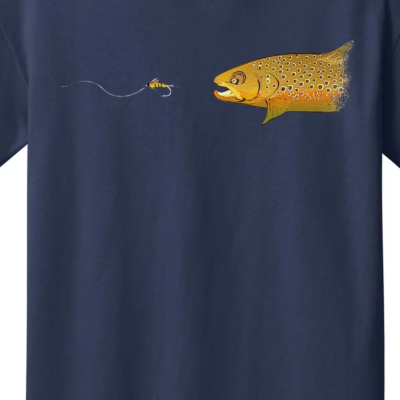 Fly Fishing Brown Trout Dry Fly Tying Kids T-Shirt