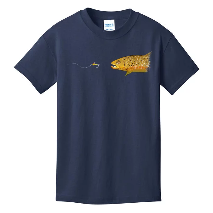 Fly Fishing Brown Trout Dry Fly Tying Kids T-Shirt