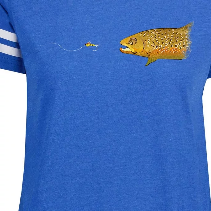 Fly Fishing Brown Trout Dry Fly Tying Enza Ladies Jersey Football T-Shirt