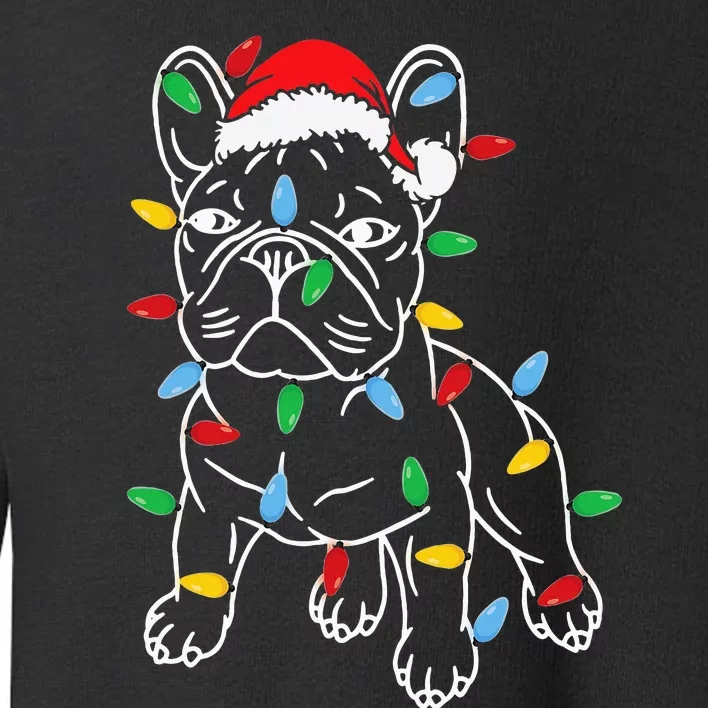 Funny French Bulldog Dog Christmas Light Tree Xmas Pajama Toddler Sweatshirt