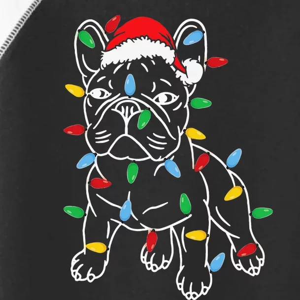 Funny French Bulldog Dog Christmas Light Tree Xmas Pajama Toddler Fine Jersey T-Shirt