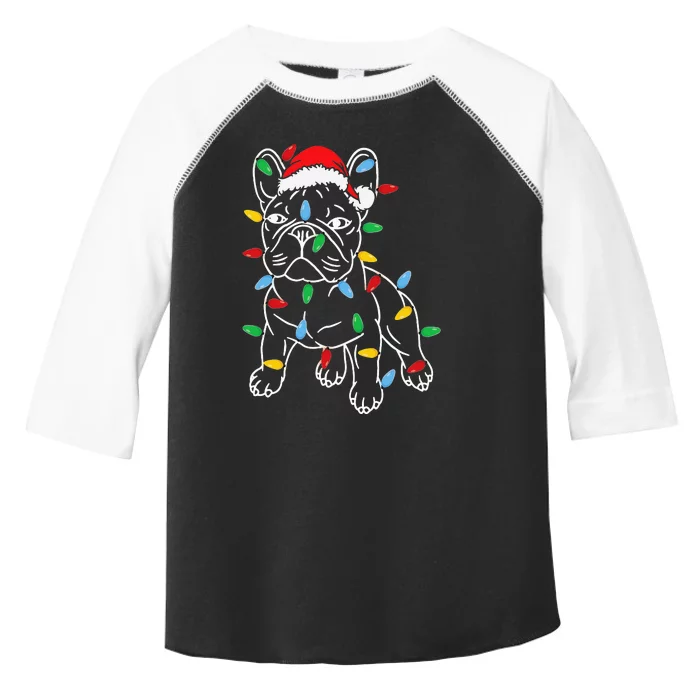 Funny French Bulldog Dog Christmas Light Tree Xmas Pajama Toddler Fine Jersey T-Shirt