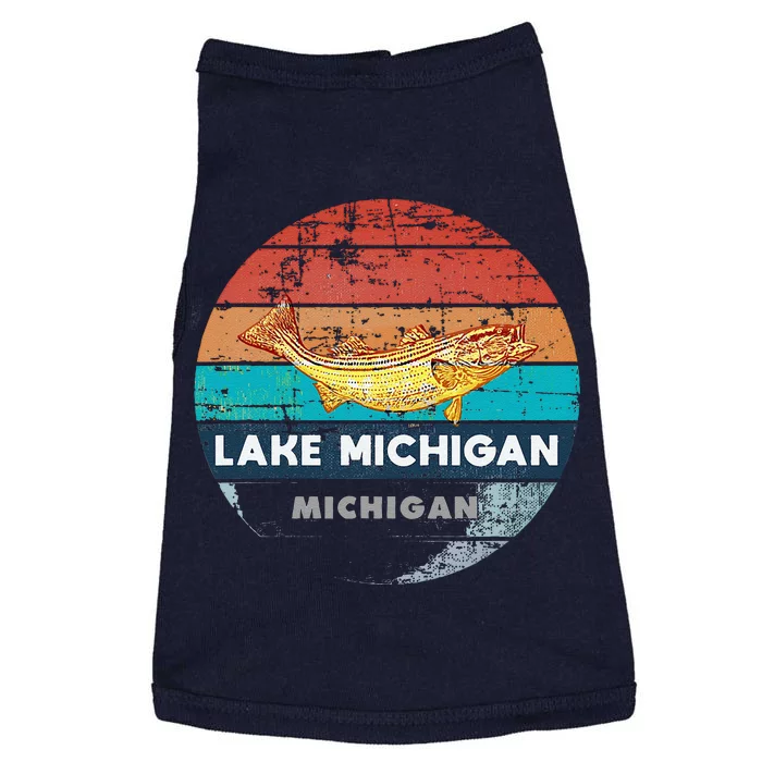 Flying Fishing Bass Salmon Fish Trout Lake Michigan Retro Doggie Tank