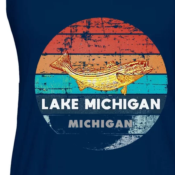 Flying Fishing Bass Salmon Fish Trout Lake Michigan Retro Ladies Essential Flowy Tank