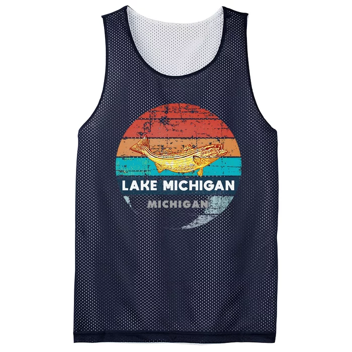 Flying Fishing Bass Salmon Fish Trout Lake Michigan Retro Mesh Reversible Basketball Jersey Tank